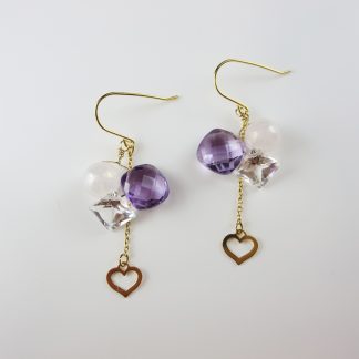 Amethyst gold heart earrings