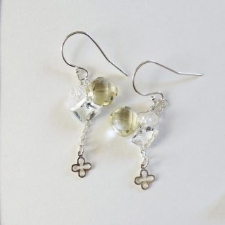 Honey quartz silver earrings