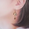 Lemon quartz clover motif earrings