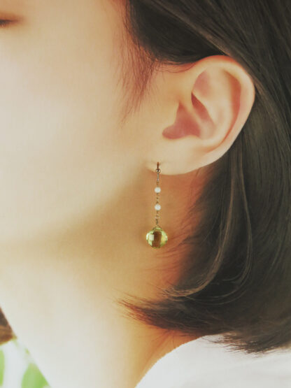 Lemon quartz and white coral earrings