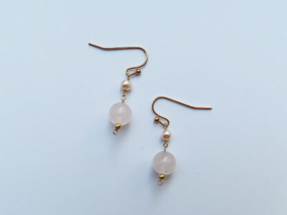 Rose quartz and freshwater pearl earrings