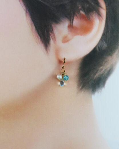 Sky blue topaz freshwater pearl earrings