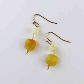 yellow quartz and honey stone earrings